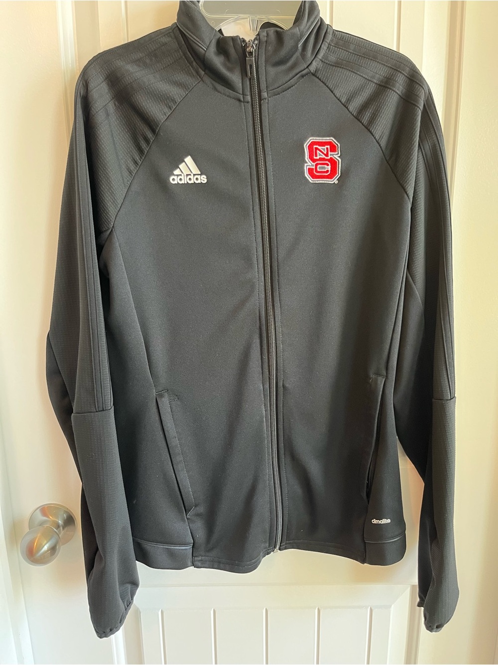 adidas Black Full-Zip Jacket with Red NC State Patch